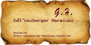 Günszberger Hermiusz névjegykártya
